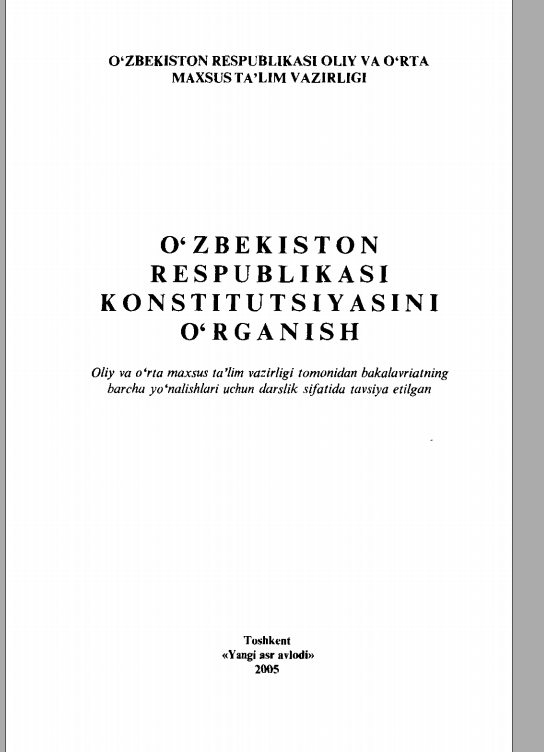O`zbekiston Respublikasi konstitutsiyasini o`rganish