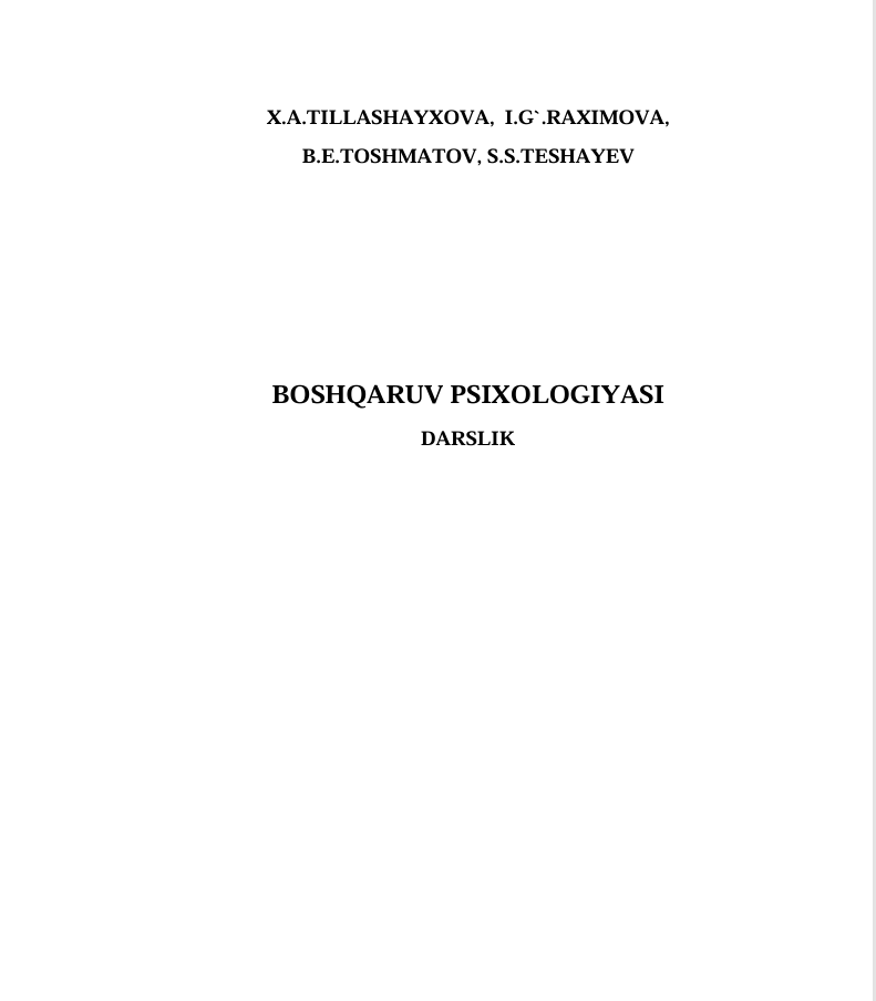 BOSHQARUV PSIXOLOGIYASI