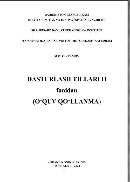 Dasturlash tillari II