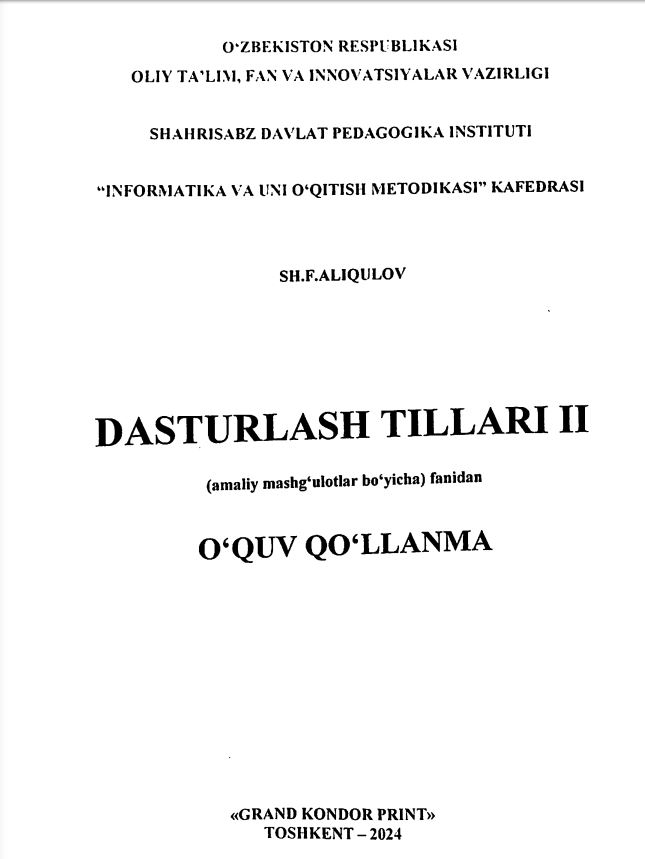 Dasturlash tillari II