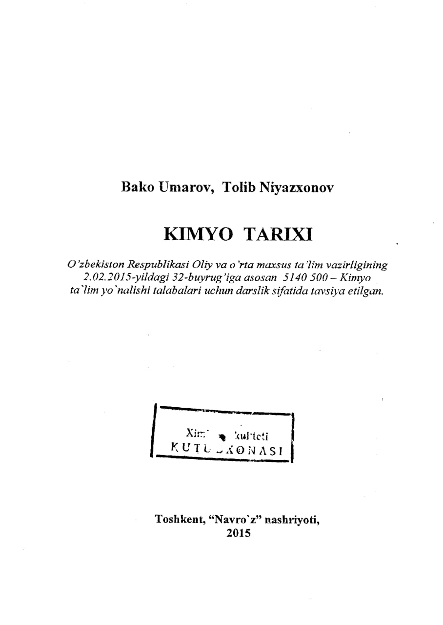 KIMYO TARIXI