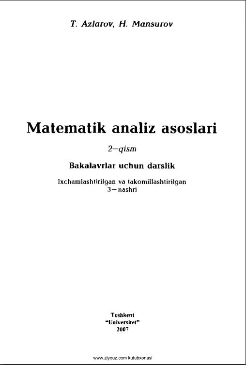 Matematik analizdan II