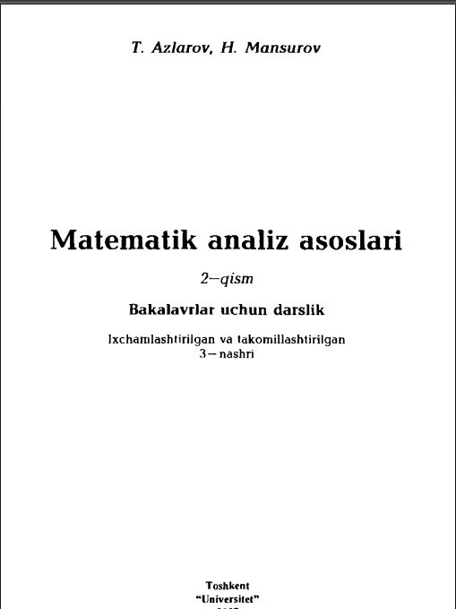 Matematik analizdan II